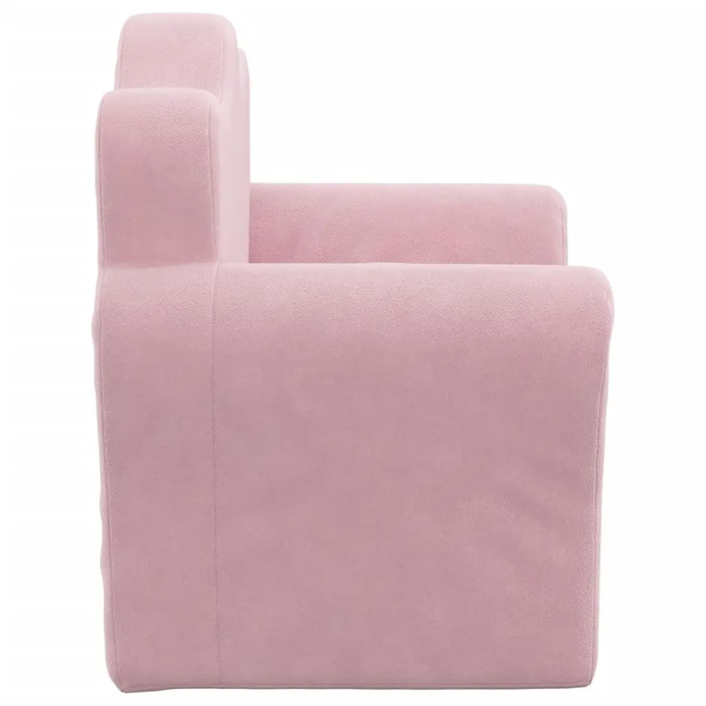 Kids Sofa Pink Soft Plush Removable Cover Toddler Couch Armrest Backrest