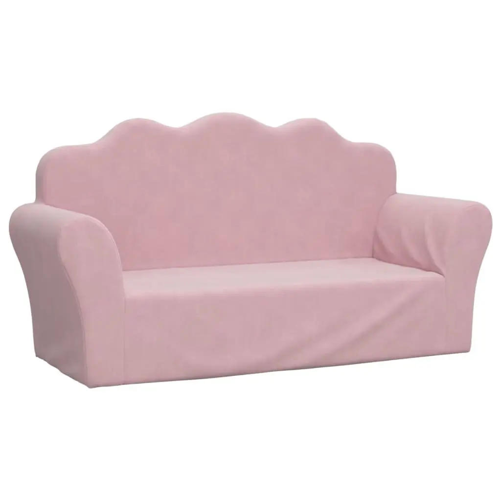Kids' Sofa Pink 2-Seater Soft Plush Couch Removable Washable Cover