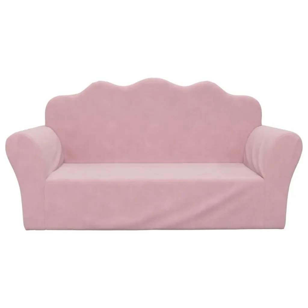 Kids' Sofa Pink 2-Seater Soft Plush Couch Removable Washable Cover