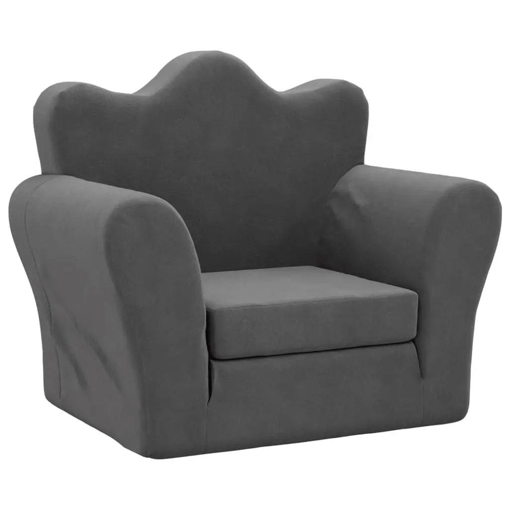 Kids Sofa Bed Anthracite 2-in-1 Folding Soft Plush Removable Cover