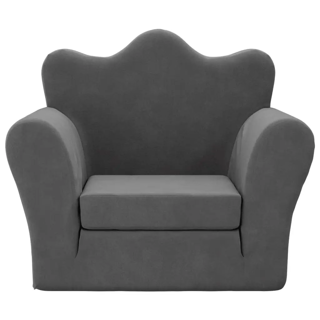 Kids Sofa Bed Anthracite 2-in-1 Folding Soft Plush Removable Cover