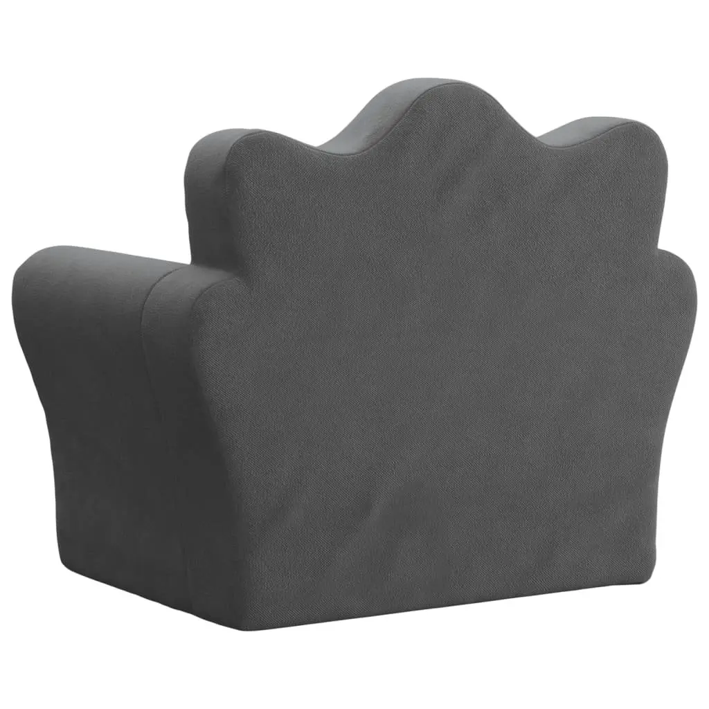 Kids Sofa Bed Anthracite 2-in-1 Folding Soft Plush Removable Cover