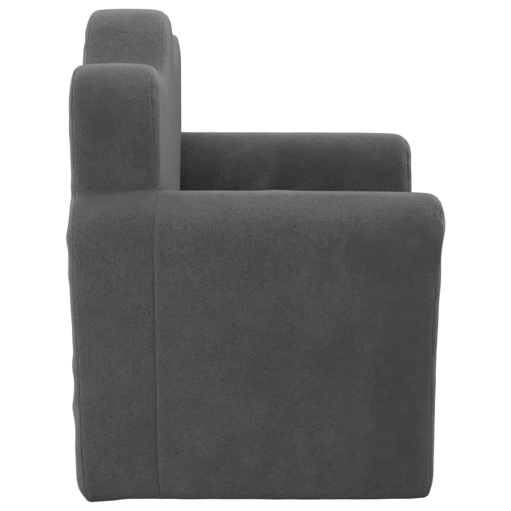 Kids Sofa Bed Anthracite 2-in-1 Folding Soft Plush Removable Cover