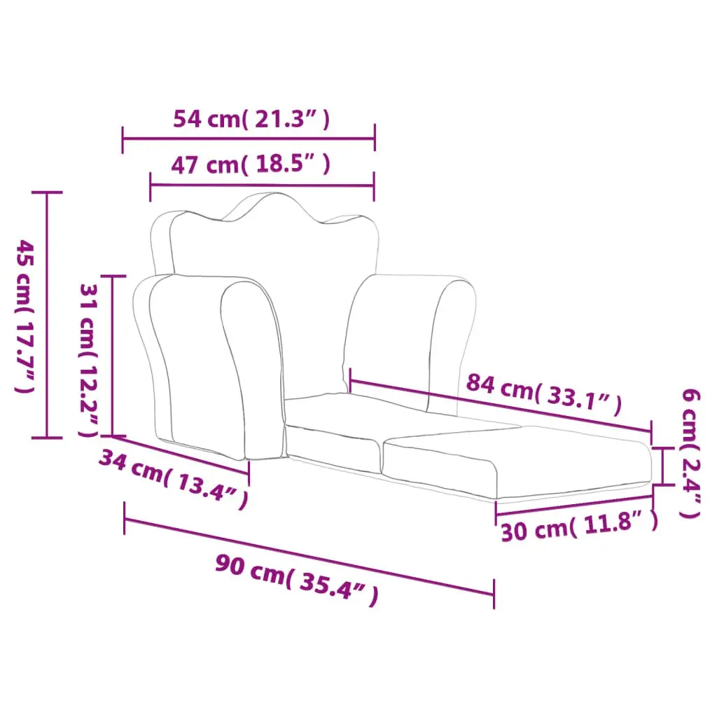 Kids Sofa Bed Anthracite 2-in-1 Folding Soft Plush Removable Cover