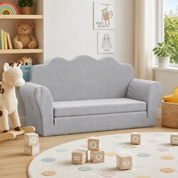 Kids Sofa Bed 2-Seater Grey, Practical and Cozy