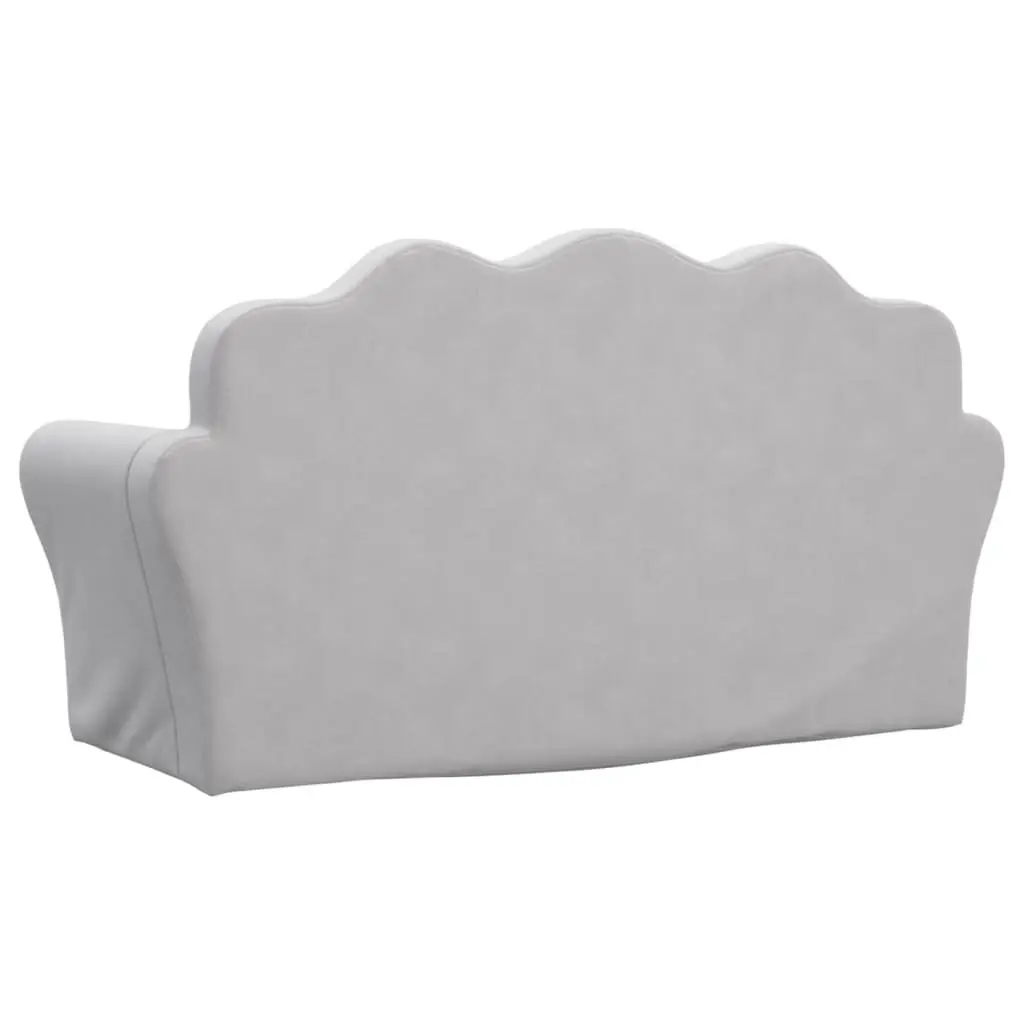 Kids Sofa Bed Light Grey 2-Seater Soft Plush Fold Out Armchair