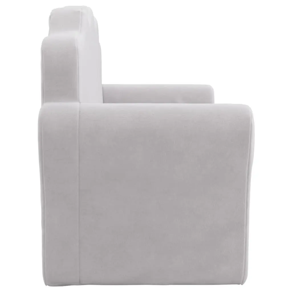 Kids Sofa Bed Light Grey 2-Seater Soft Plush Fold Out Armchair