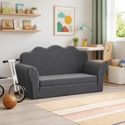 Compact Anthracite Kids 2-Seater Sofa Bed