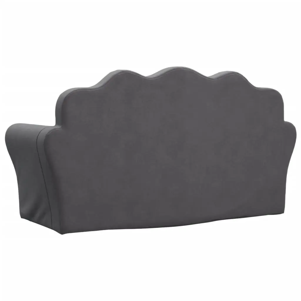Kids Sofa Bed Anthracite 2-Seater Soft Plush Fold-Out Armchair