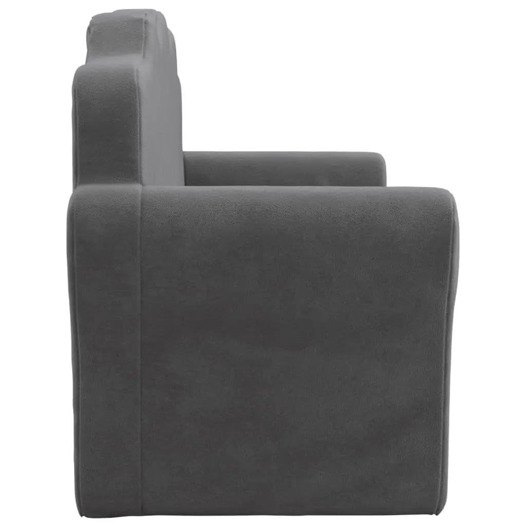 Kids Sofa Bed Anthracite 2-Seater Soft Plush Fold-Out Armchair