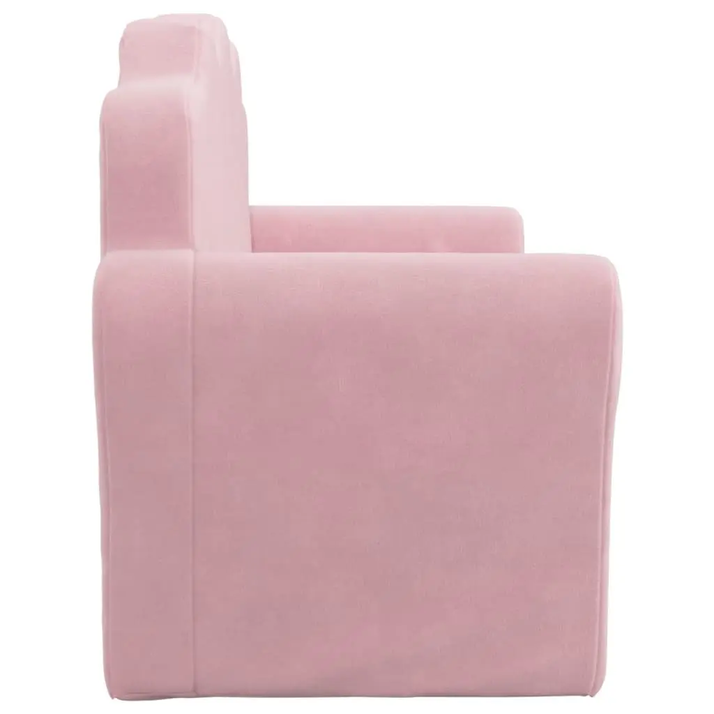 Kids Sofa Bed Pink 2-Seater Soft Plush Folding Armchair