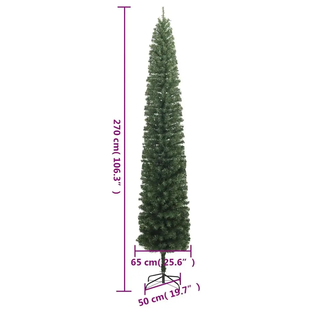 Slim Christmas Tree 270cm Artificial Green with Stand Holiday Decoration Pencil