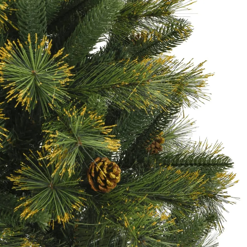 Artificial Christmas Tree Green 120cm Hinged Branch Construction Pine Needles Cones