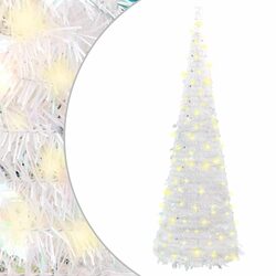 Artificial Christmas Tree Pop-up 50 LEDs White 120cm 8 Lighting Modes Holiday