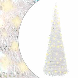 Artificial Christmas Tree Pop-up 100 LEDs White 150cm Holiday Decoration