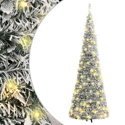 Artificial Christmas Tree Pop-up Flocked Snow 210cm 200 LEDs 8 Lighting Modes