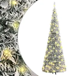 Artificial Christmas Tree Pop-up Flocked Snow 210cm 200 LEDs 8 Lighting Modes