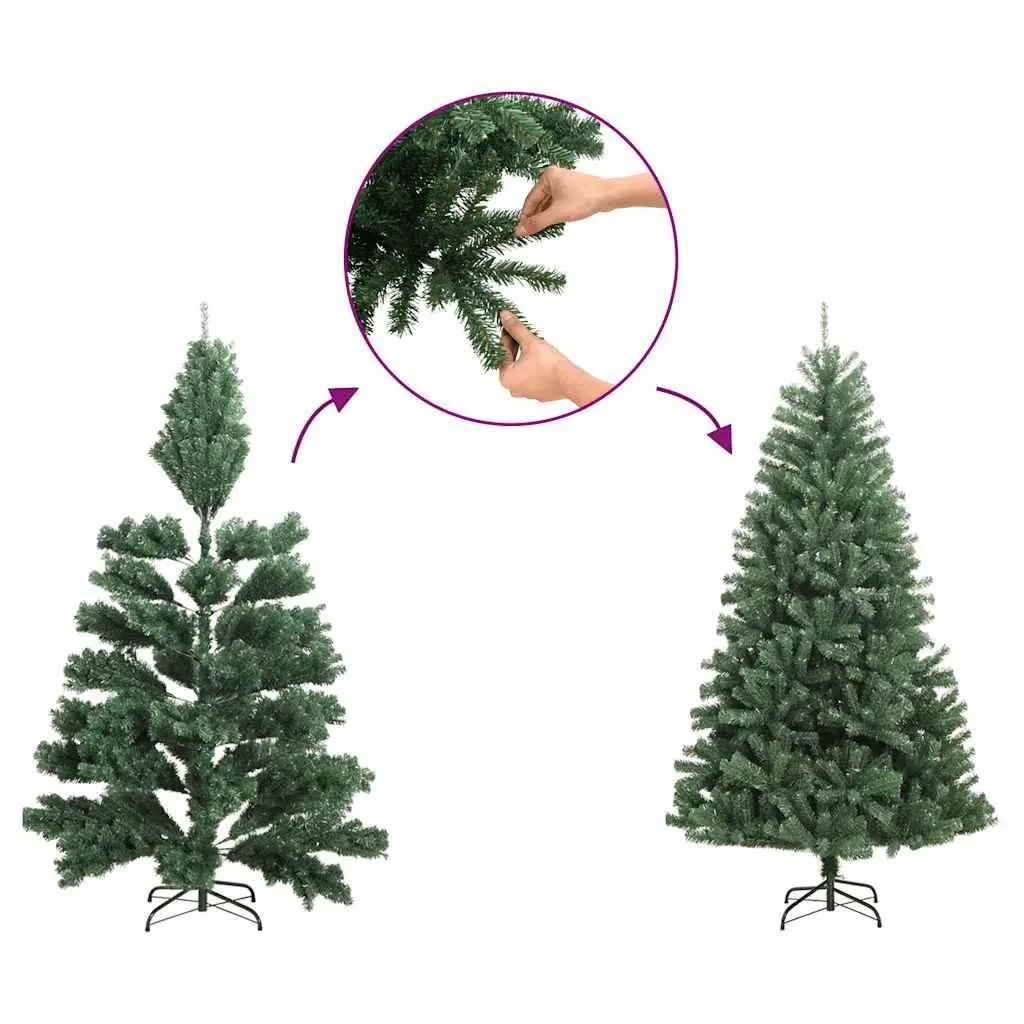 Artificial Christmas Trees Green 120cm LED Lighted 2 Piece Holiday Decoration