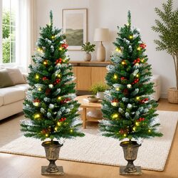 Artificial Christmas Tree 120cm 100 LEDs 8 Lighting Modes Green White Decoration
