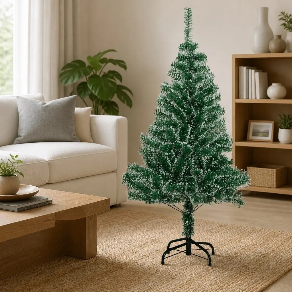 Artificial Christmas Tree 150cm Green Flocked Snow Lifelike Seasonal Holiday