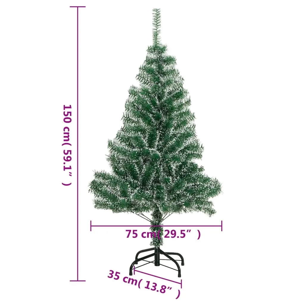 Artificial Christmas Tree 150cm Green Flocked Snow Lifelike Seasonal Holiday