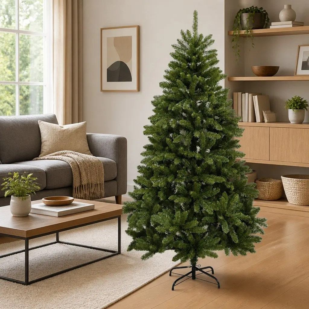 Artificial Christmas Tree Green 210cm Hinged Branch Construction