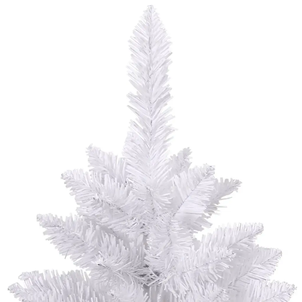 Artificial Christmas Tree White 180cm Hinged Construction with PVC Tips and Metal Stand