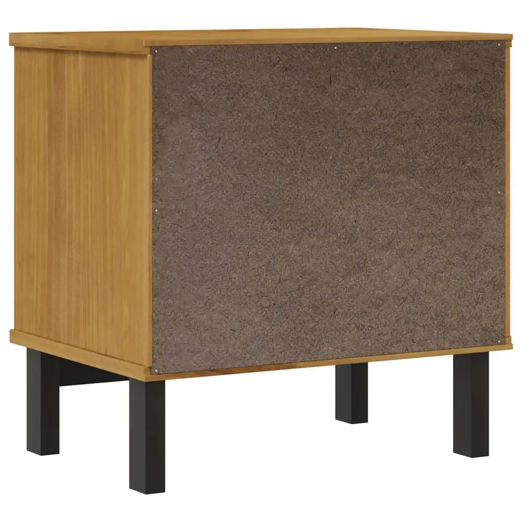 Bedside Cabinet Brown Solid Wood 2 Drawers Storage Nightstand