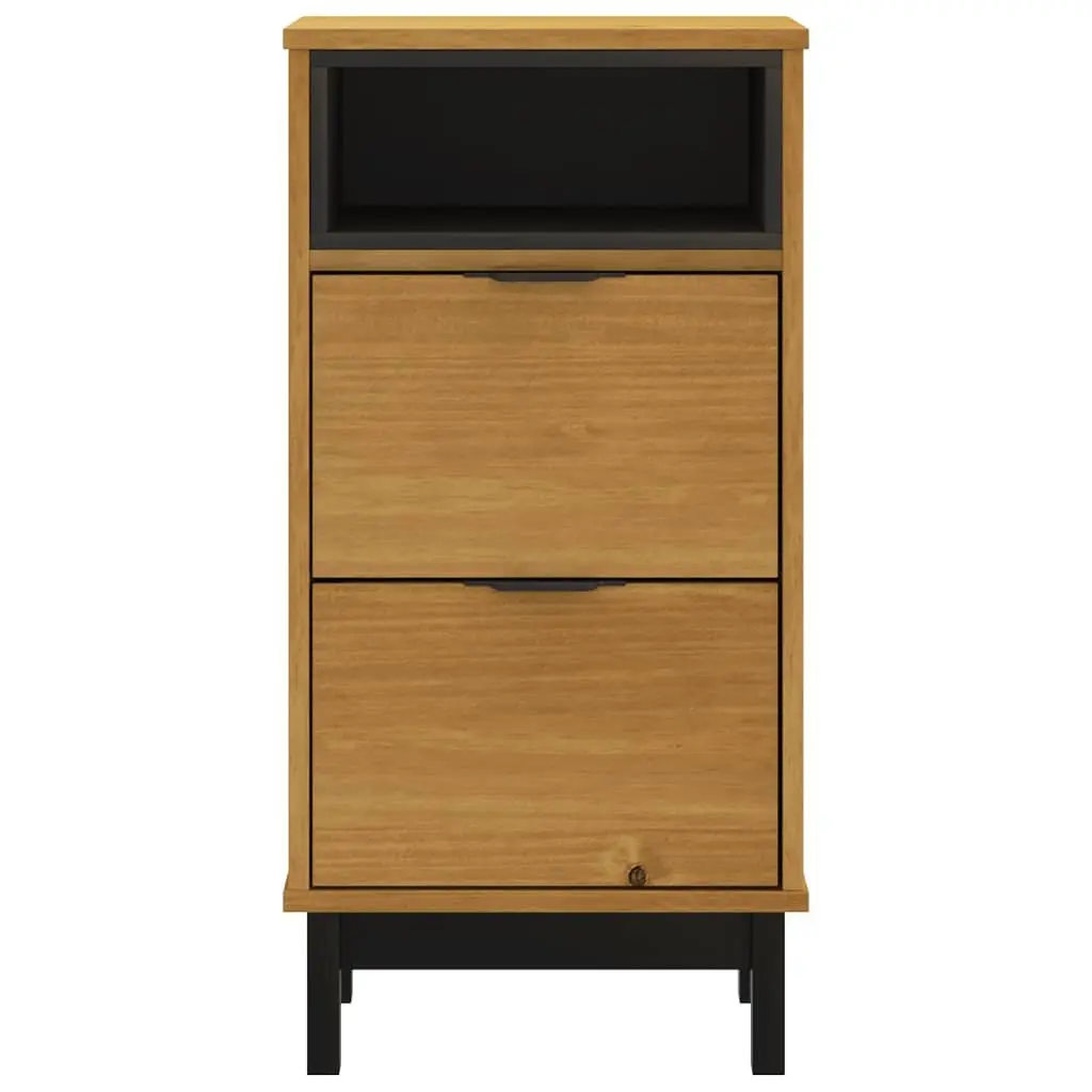 Bedside Cabinet Brown Solid Pine Wood 2 Drawers Storage Table