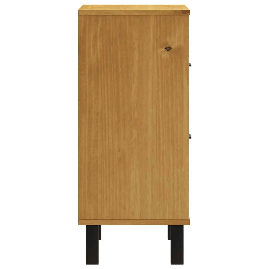 Bedside Cabinet Brown Solid Pine Wood 2 Drawers Storage Table