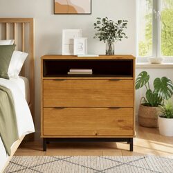 Drawer Cabinet 80x40x80 cm Brown Solid Pine Wood Storage Chest 2 Drawers