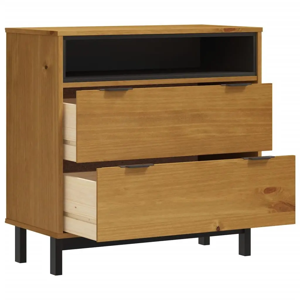 Drawer Cabinet Brown 80x40x80 cm Solid Pine Wood 2 Drawers