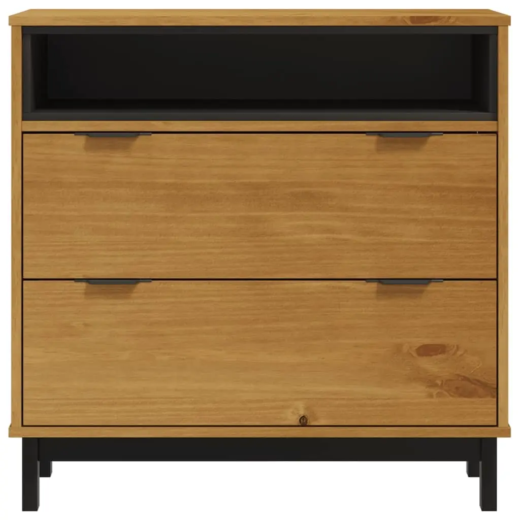 Drawer Cabinet Brown 80x40x80 cm Solid Pine Wood 2 Drawers