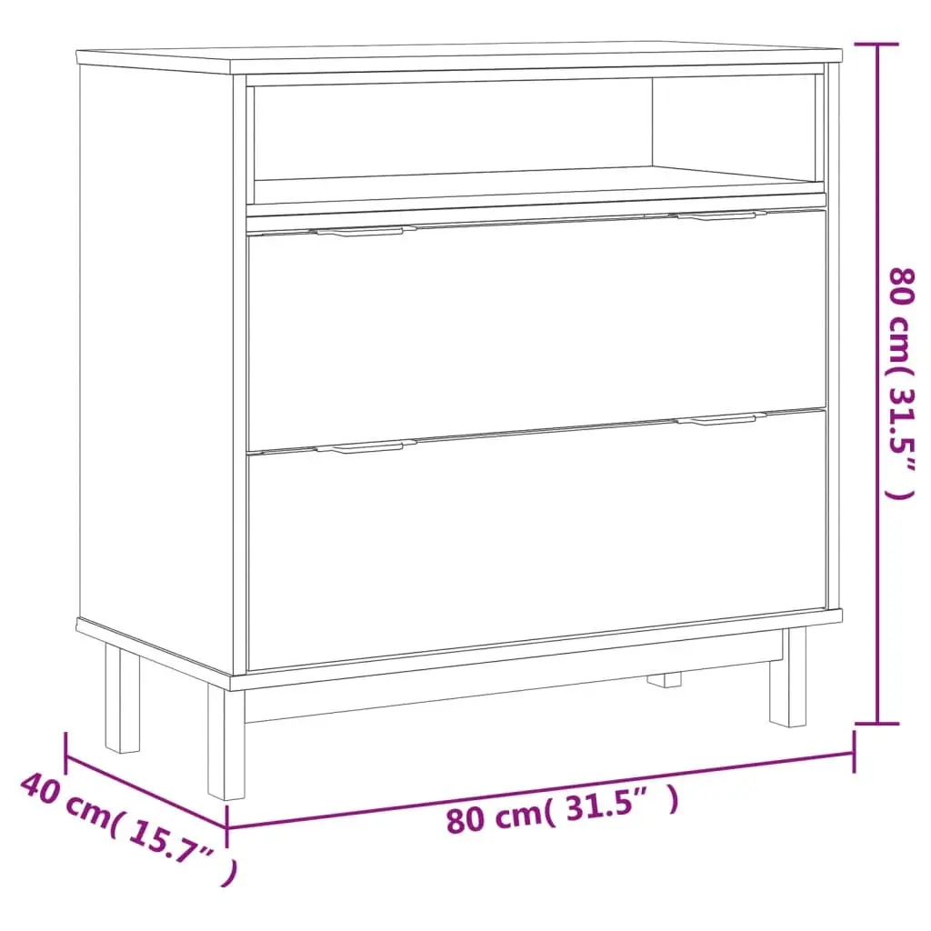 Drawer Cabinet Brown 80x40x80 cm Solid Pine Wood 2 Drawers
