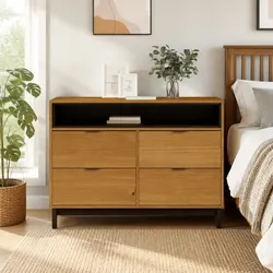 Brown Wood Drawer Cabinet: Sturdy and Stylish 110x40x80 cm