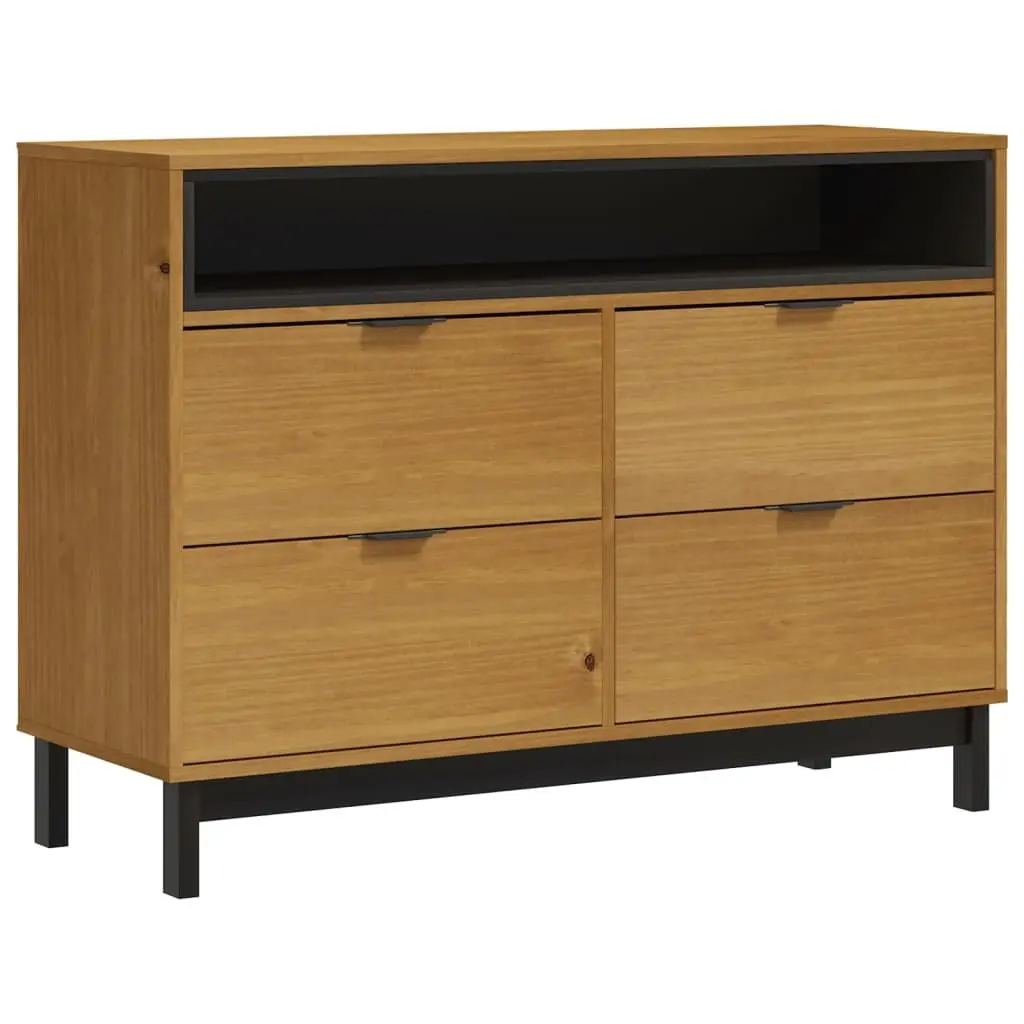 Drawer Cabinet Brown 110x40x80 cm Solid Pine Wood 4 Drawers and 1 Open Compartment Storage Organizer