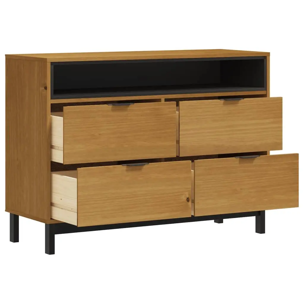 Drawer Cabinet Brown 110x40x80 cm Solid Pine Wood 4 Drawers and 1 Open Compartment Storage Organizer