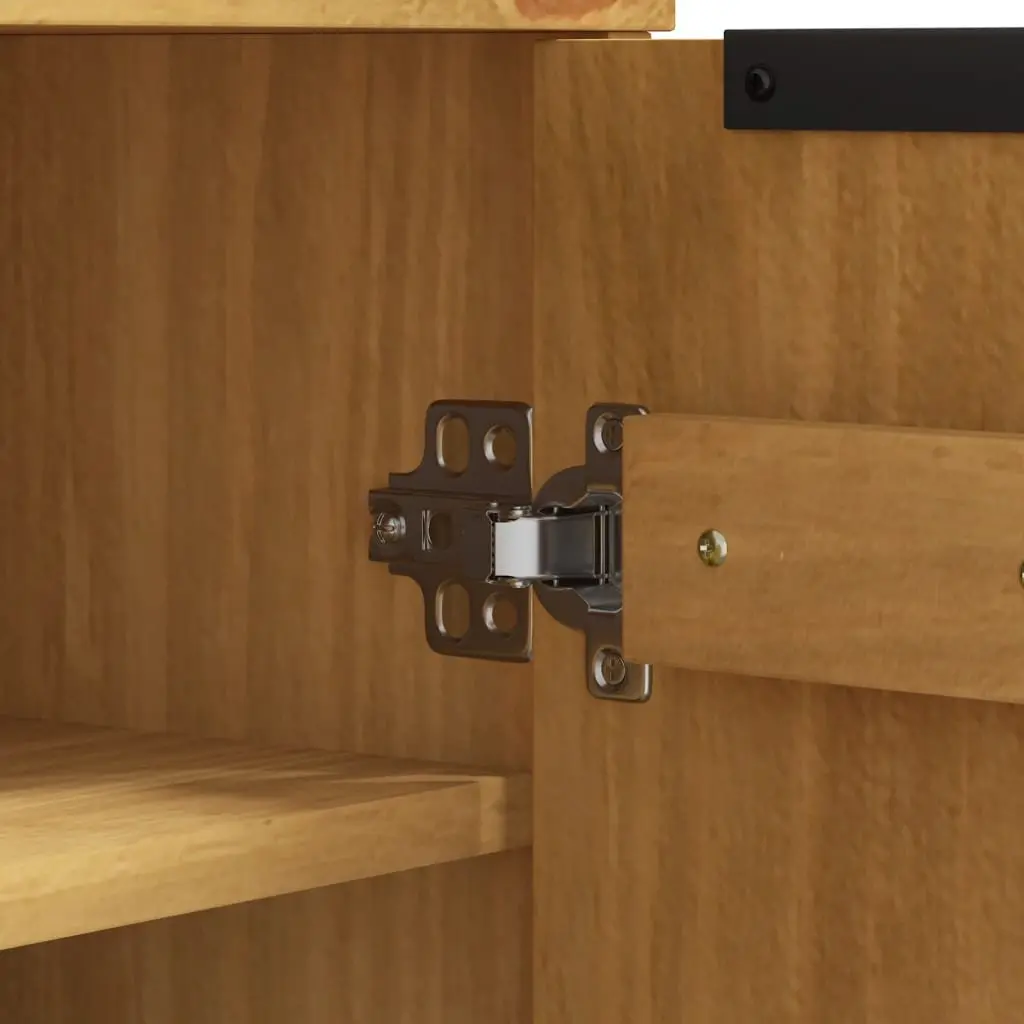 Shoe Cabinet Brown Solid Pine Wood 5 Shelves 2 Doors Storage Organiser