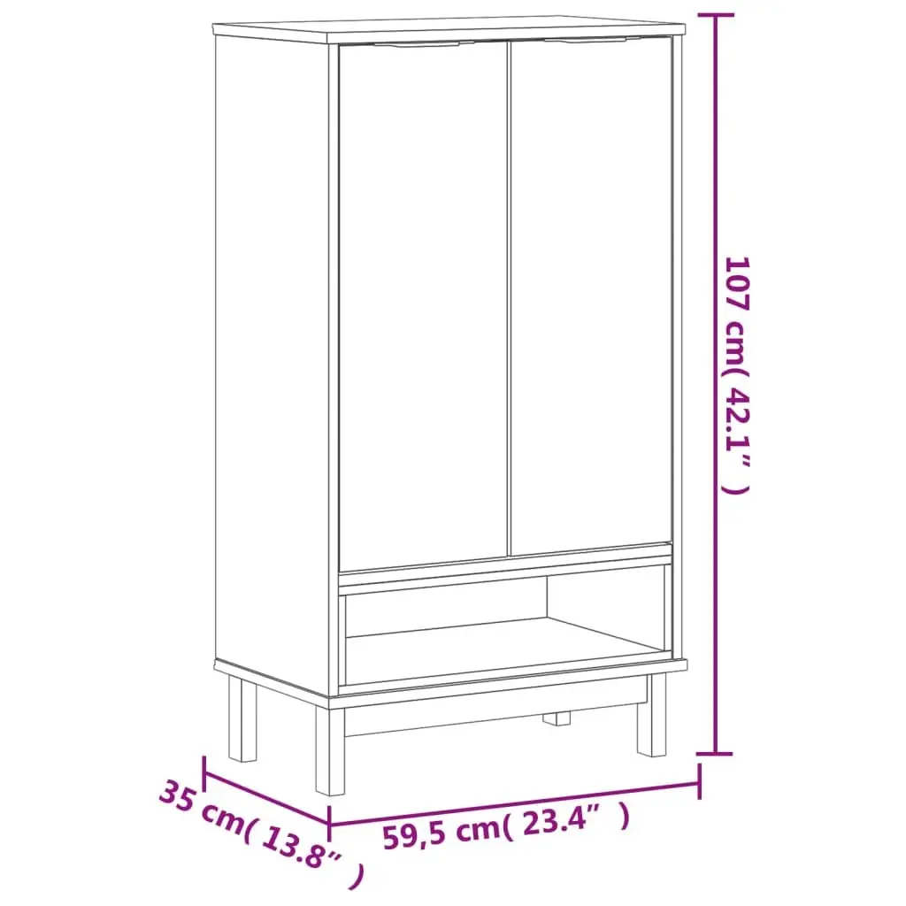 Shoe Cabinet Brown Solid Pine Wood 5 Shelves 2 Doors Storage Organiser