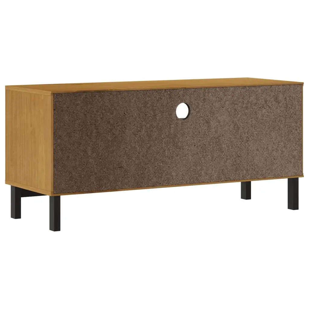 TV Cabinet Brown 110x40x50cm Solid Pine Wood Storage Unit with Cable Management Hole