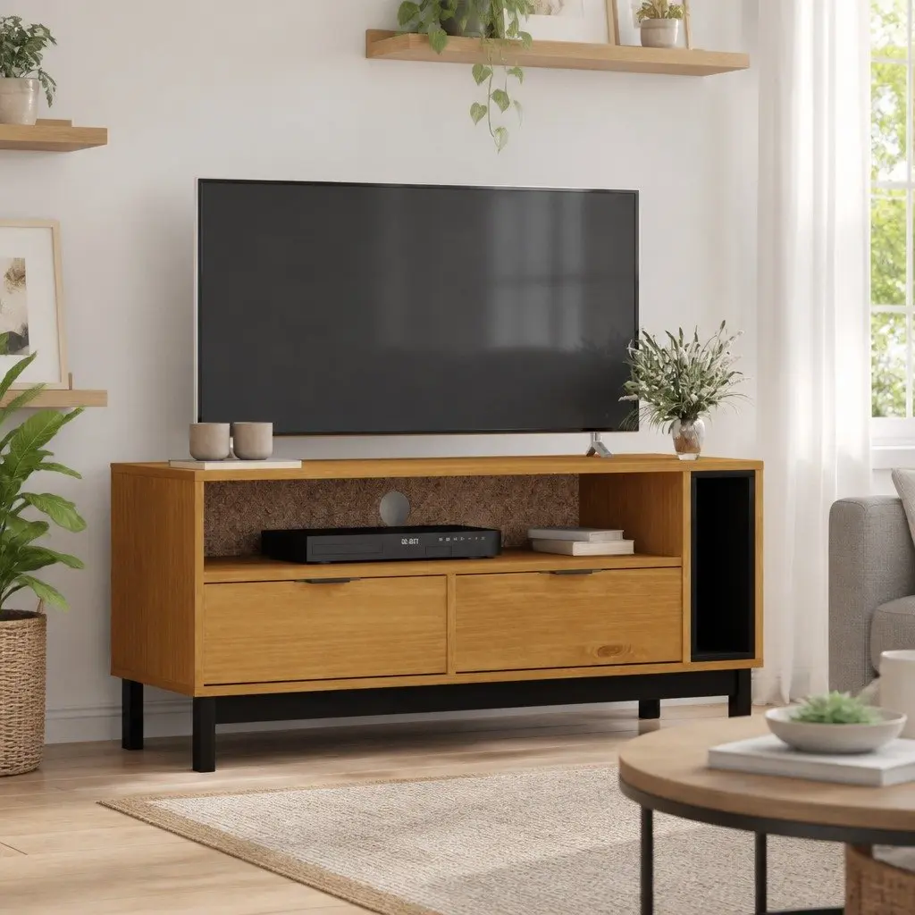 Media Unit 110x40x50 cm in Solid Pine Wood