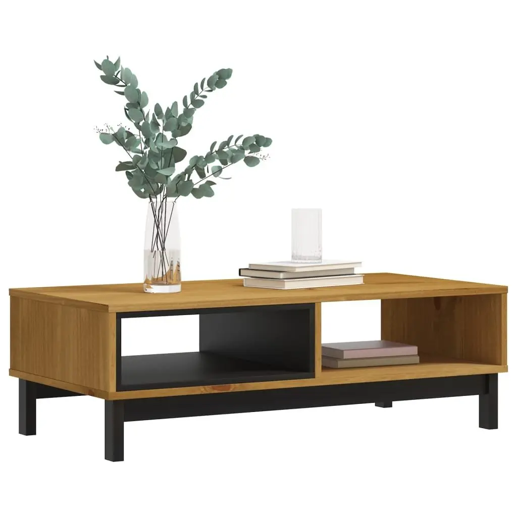 Coffee Table Brown Solid Pine Wood Storage Living Room Furniture