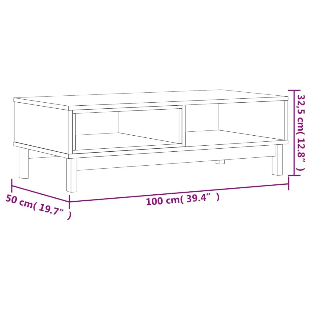 Coffee Table Brown Solid Pine Wood Storage Living Room Furniture