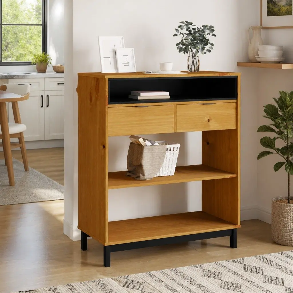 Bar Table Brown 92x45x110cm Solid Pine Wood Sturdy Top Ample Storage