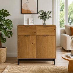 Wooden Sideboard Storage Cabinet Brown Pine Furniture Display Cupboard