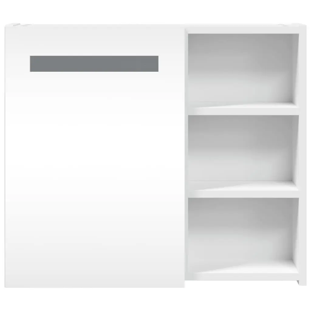 Bathroom Cabinet White 60x13x52cm Wall-Mounted with LED Light Storage