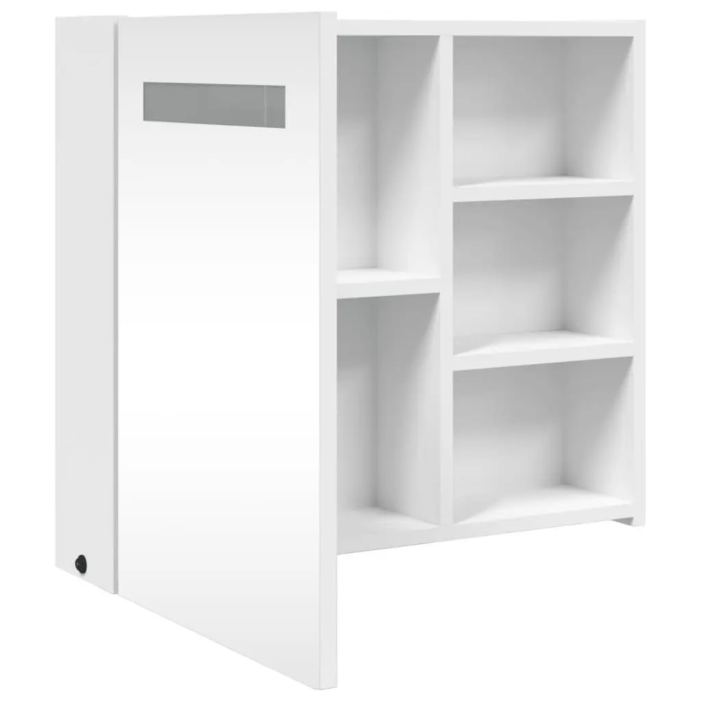 Bathroom Cabinet White 60x13x52cm Wall-Mounted with LED Light Storage
