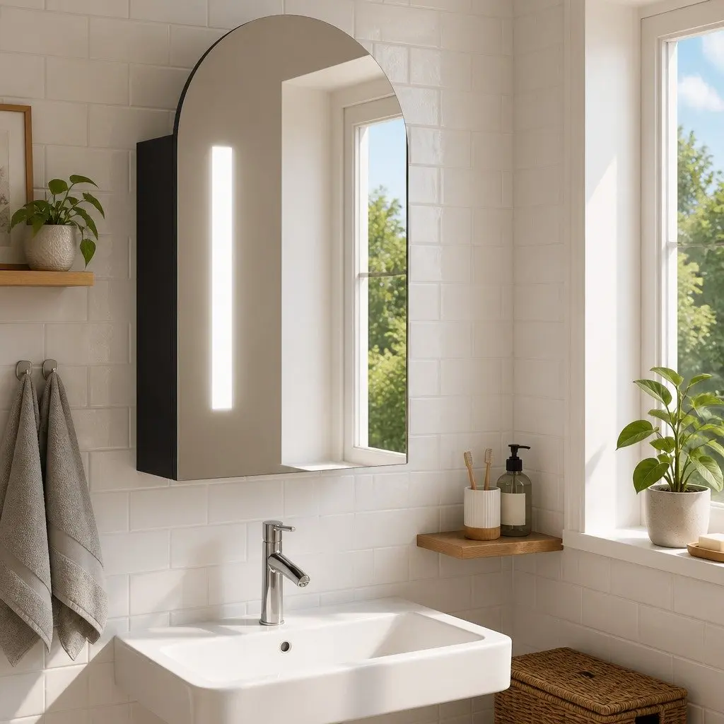 Arched Bathroom Cabinet with LED Light