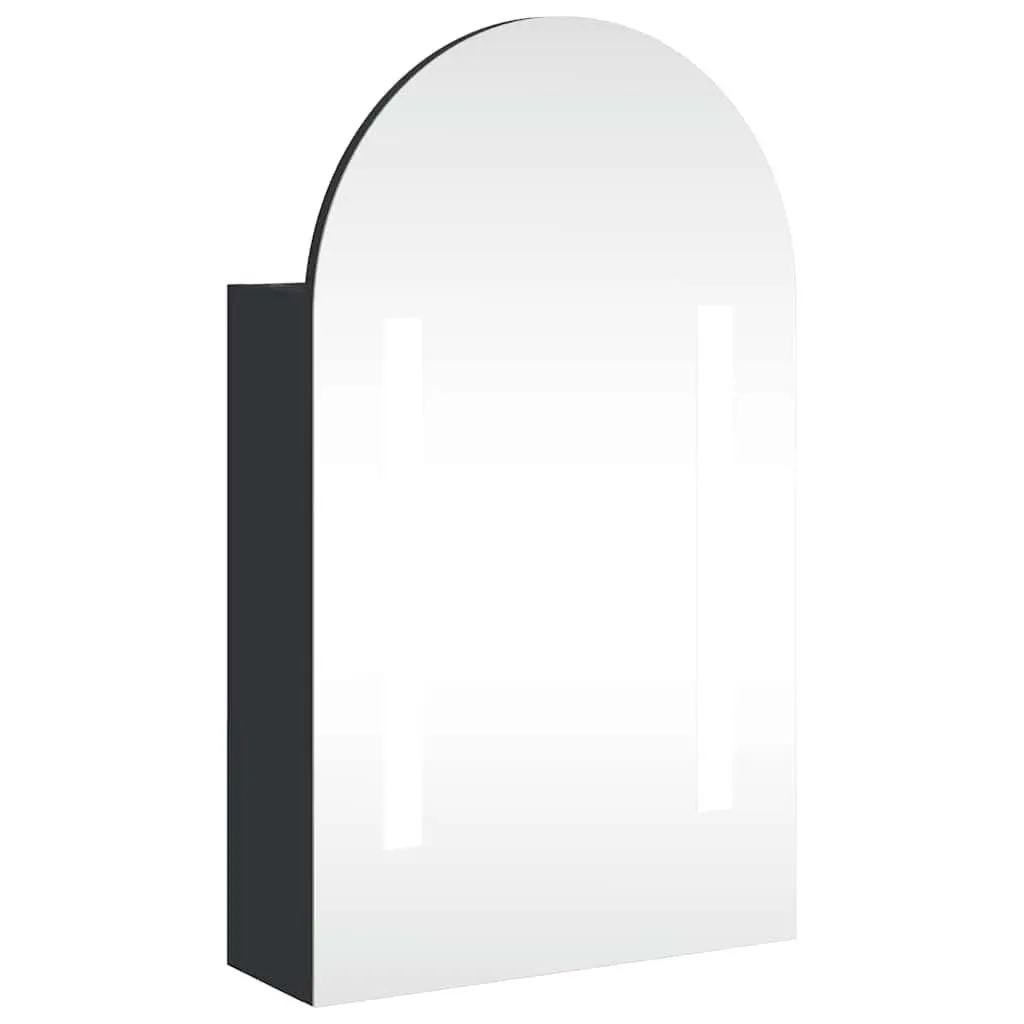 Bathroom Mirror Cabinet with LED Light Arched Wall-Mounted Storage Black