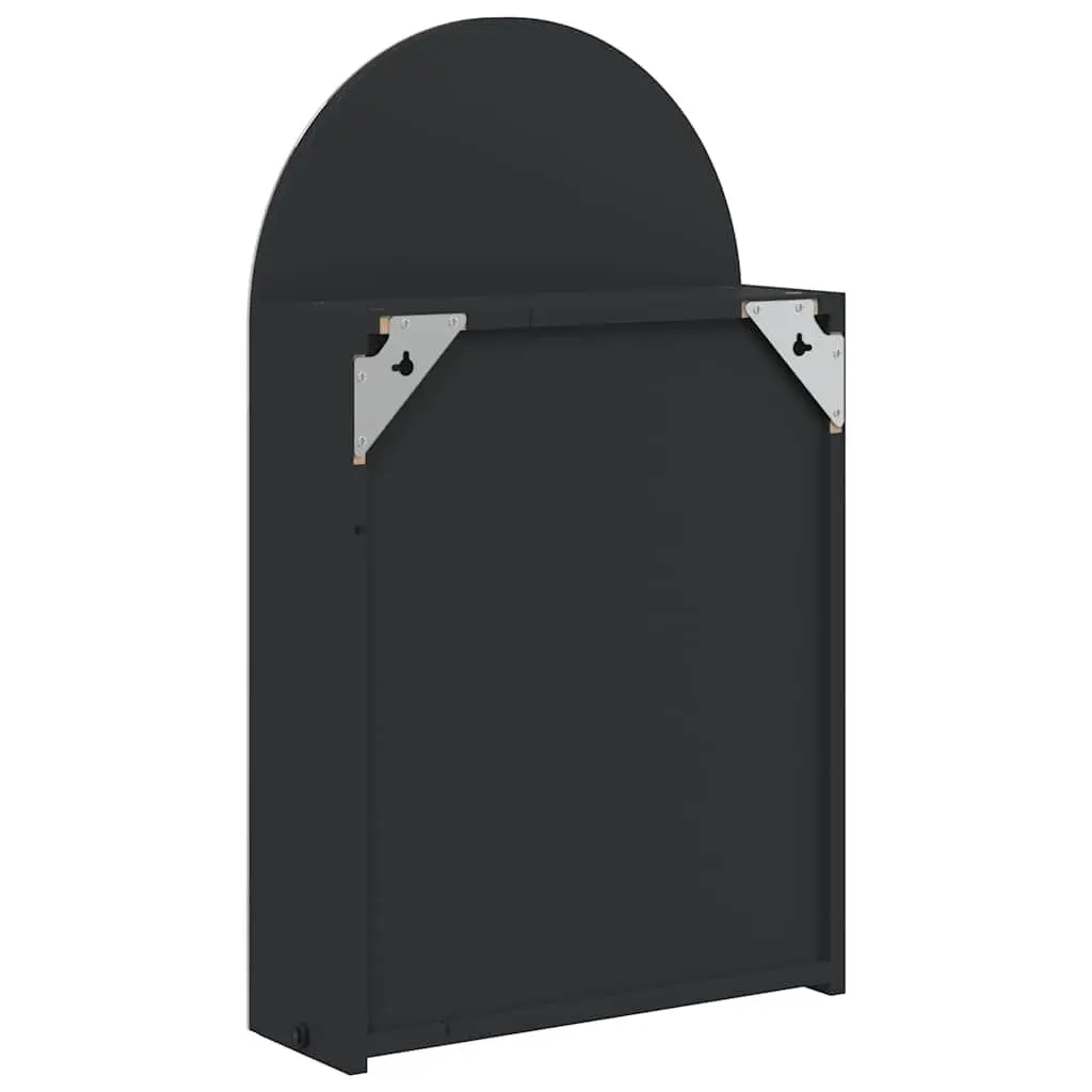 Bathroom Mirror Cabinet with LED Light Arched Wall-Mounted Storage Black